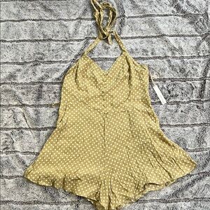 Solemio Mustard Polka Dot Halter Romper